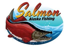 pescaria vermelho salmão natação Projeto ilustração vetor