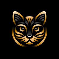 dourado gato cabeça logotipo obra de arte ilustração vetor