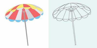 aberto guarda-chuva ilustração e linha arte vetor