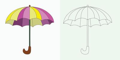 aberto guarda-chuva ilustração e linha arte vetor