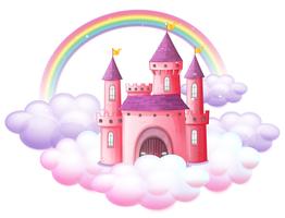 Um castelo de conto de fadas rosa vetor