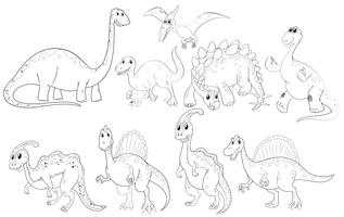 Diferentes tipos de dinossauros vetor