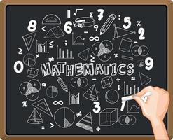 mão escrevendo fórmula matemática no quadro-negro vetor