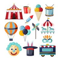 conjunto de ícones de circo e carnaval vetor