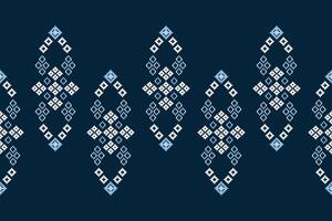 tradicional étnico motivos ikat geométrico tecido padronizar Cruz ponto.ikat bordado étnico oriental pixel marinha azul fundo. abstrato, ilustração. textura, decoração, papel de parede. vetor
