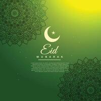 eid Mubarak festival criativo texto dentro verde fundo vetor