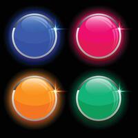 volta círculos brilhante vidro botões dentro quatro cores vetor