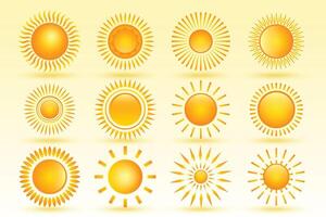conjunto do doze brilhante Sol dentro diferente formas vetor