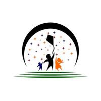 feliz crianças logotipo ilustração Projeto vetor