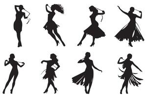 bailarina silhueta dançarinos isolado em branco fundo. fêmea balé dançarinos vetor