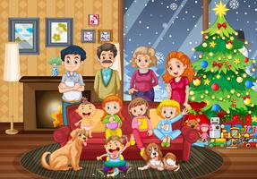 Grande família reunindo no dia de Natal vetor