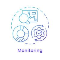 bpm monitoramento azul gradiente conceito ícone. automação ferramentas, desempenho Métricas. tempo real dados. volta forma linha ilustração. abstrato ideia. gráfico Projeto. fácil para usar dentro infográfico, artigo vetor