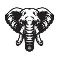 popa elefante face ilustrado dentro Preto e branco vetor