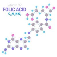 fólico ácido Vitamina b9 molécula estrutura ilustração vetor