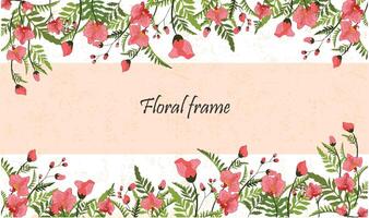 floral quadro, Armação pêssego Flor vetor