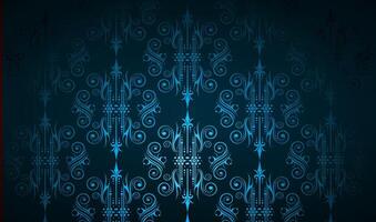 Sombrio azul ornamental floral papel de parede vetor