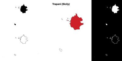 trapani província esboço mapa conjunto vetor