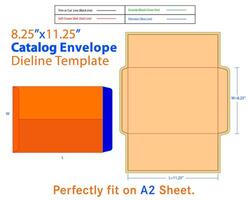 Catálogo envelope W 8h25, eu 11h25 polegadas dieline modelo vetor