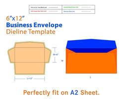 o negócio envelope W 6, eu 12 polegadas dieline vetor