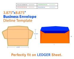 o negócio envelope W 3.875, eu 8.875 polegadas dieline vetor