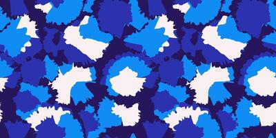 saturado desatado circular escova golpes padronizar. mão desenhado ebru efeito. abstrato geométrico brilhante azul impressão com textura manchas, gotas, pontos, tinta modelado. colagem modelo para desenhos vetor
