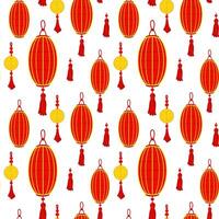 padronizar é uma chinês vermelho papel lanterna com dourado amuletos, reminiscente do cultural riqueza e uma festivo atmosfera. uma festivo festival. uma inchado lanterna. lua festival. desatado ilustração vetor
