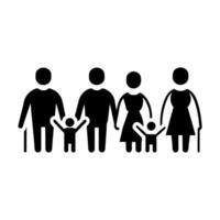 ilustração do uma família silhueta abrangendo três gerações. vetor