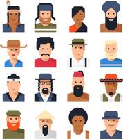 avatar retrato do pessoas do vários raças e nacionalidades vetor