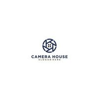 logotipo exclusivo da casa da câmera com janela e lente da câmera vetor