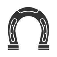 ícone de glifo em ferradura. símbolo da silhueta. símbolo de sucesso e boa sorte. espaço negativo. ilustração isolada do vetor