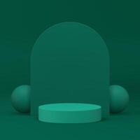 verde 3d cilindro pódio pedestal zombar acima para Cosmético produtos mostrar realista ilustração vetor