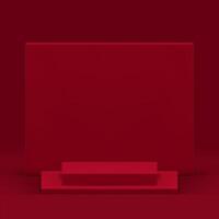 3d pódio pedestal vermelho geométrico exibição zombar acima para Cosmético produtos mostrar realista vetor