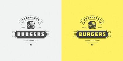 hamburguer logotipo ilustração Hamburger silhueta Boa para restaurante cardápio e cafeteria crachá vetor
