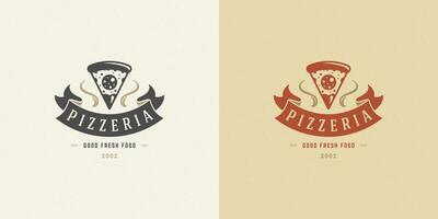 pizzaria logotipo ilustração pizza fatia silhueta Boa para restaurante cardápio e cafeteria crachá vetor
