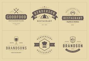 restaurante logotipos e Distintivos modelos conjunto ilustração vetor