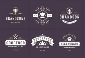 restaurante logotipos e Distintivos modelos conjunto ilustração vetor