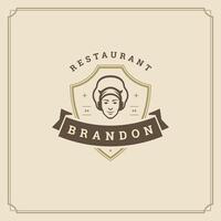 restaurante logotipo modelo ilustração para cardápio e cafeteria placa vetor