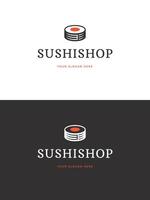 Sushi restaurante emblema logotipo modelo ilustração. vetor