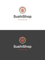 Sushi restaurante emblema logotipo modelo ilustração. vetor