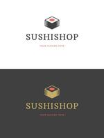 Sushi restaurante emblema logotipo modelo ilustração. vetor