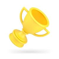 amarelo cálice troféu 3d ícone. realista prêmio para bem sucedido campeão vetor