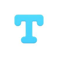 carta t 3d ícone. azul tipográfico texto símbolo vetor