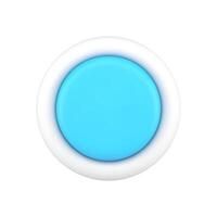 azul botão 3d ícone. minimalista volta interruptor do configurações vetor