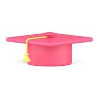 tradicional graduação boné com pendão símbolo do completo superior Educação 3d ícone vetor