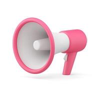 Rosa isométrico megafone para alto Falando promo publicidade público anunciar 3d ícone realista vetor