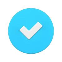circulado Verifica marca botão azul ao controle para Faz lembrete positivo escolha realista 3d ícone vetor