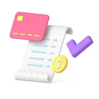 salário bancário Forma de pagamento papel documento com crédito cartão e moeda dinheiro realista 3d ícone vetor