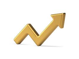 dourado ângulo seta acima ponto positivo dinâmico tendência lucro crescimento realista 3d ícone vetor