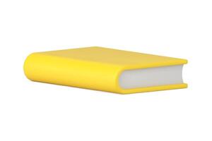 amarelo lustroso cobrir papel livro horizontal deitado conhecimento Ciência acadêmico literatura 3d ícone vetor