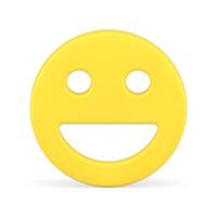 risonho amarelo lustroso feliz face olhos aberto boca realista 3d ícone ilustração vetor